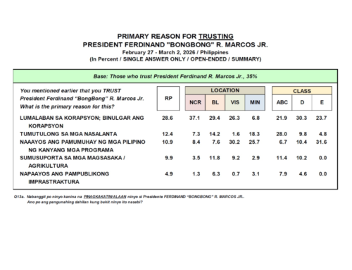 1st Quarter 2026 Nationwide Survey on Reasons for Trusting or Distrusting the President and the Vice-President